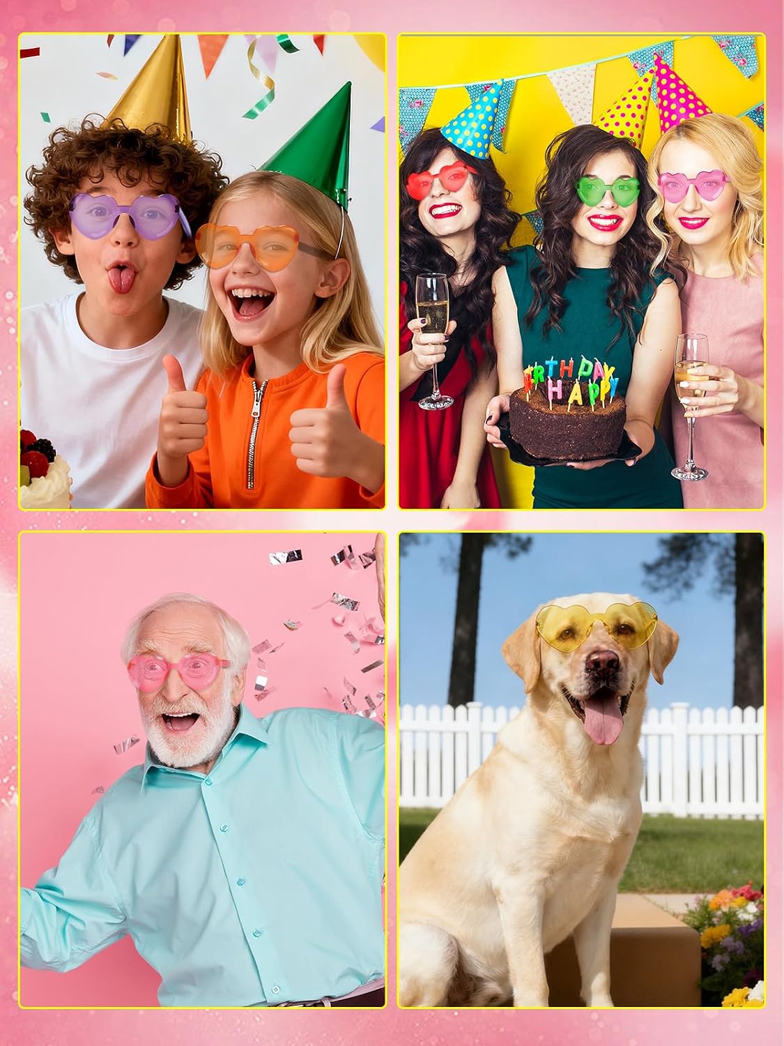 12 Pairs Heart Shaped Sunglasses Rimless Star Glasses for Men Women Party Favors Fun Colorful Glasses Accessories