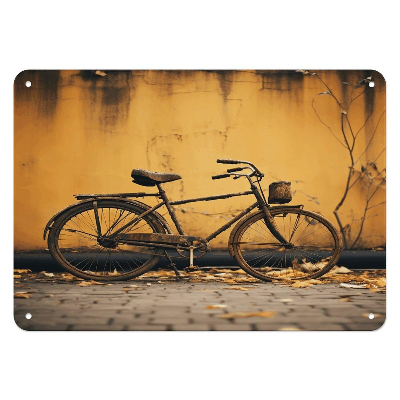 Fekiloot Style Old Rusty Vintage Bicycle Wall Decor Iron Painting Metal Sign