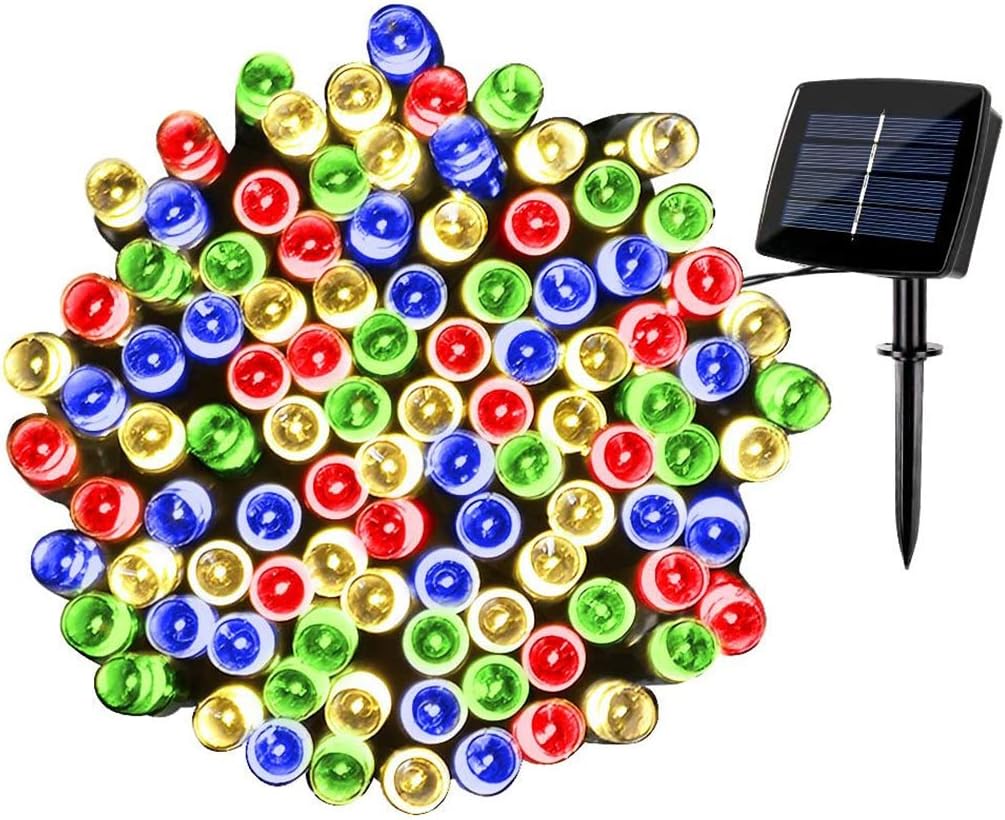 Solar Christmas Fairy String Lights Outdoor Waterproof, WOOHAHA 72ft 200LED Updated Version Solar Powered LED Lights Wire for Patio Garden Party(Multi Color)