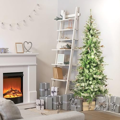 Miniatura 73 de Fraser Hill Farm Árbol de Navidad artificial flocado de abeto búfalo de 6.5 pies con doble luces LED multicolor y blanco cálido y soporte, árbol LED