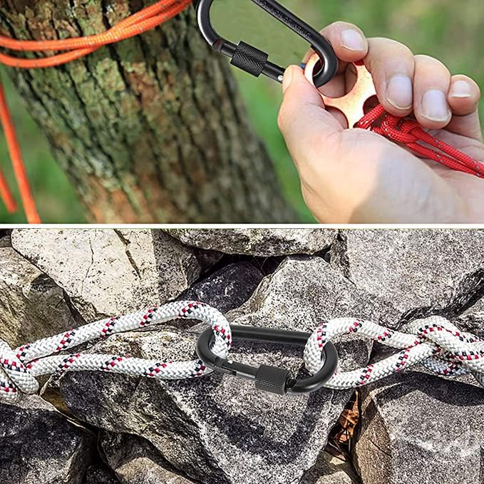 KAXIMON Locking Carabiner Clip Hook Small - 8 Pack Premium Aluminum Alloy Key Carabiner for Backpack, Hammock, Indoor, Outdoor, Camping (Not for Climbing)