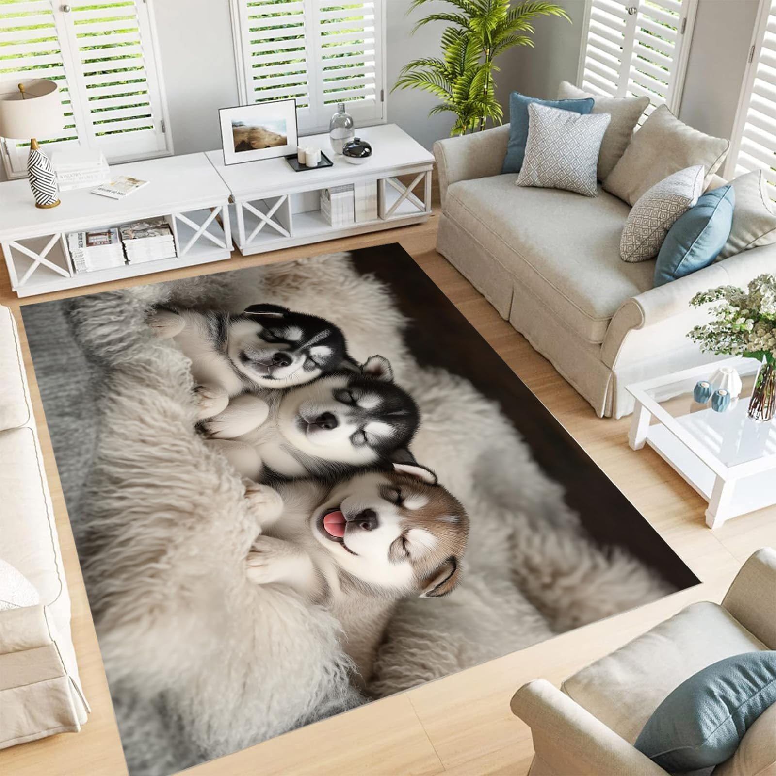 Tapis de sol ivoire 200x300 cm doux grand tapis salon design chic