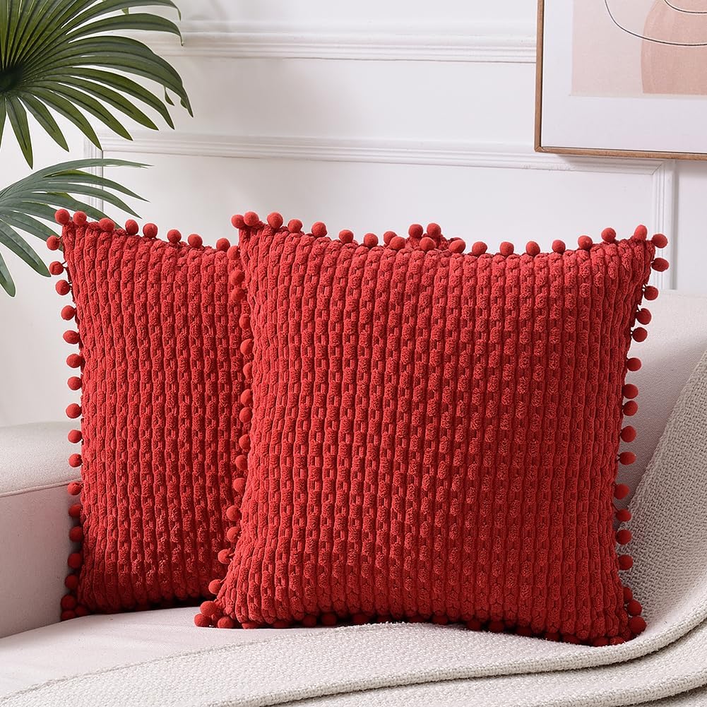 Fancy Homi Set of 2 Red Decorative Throw Pillow Covers