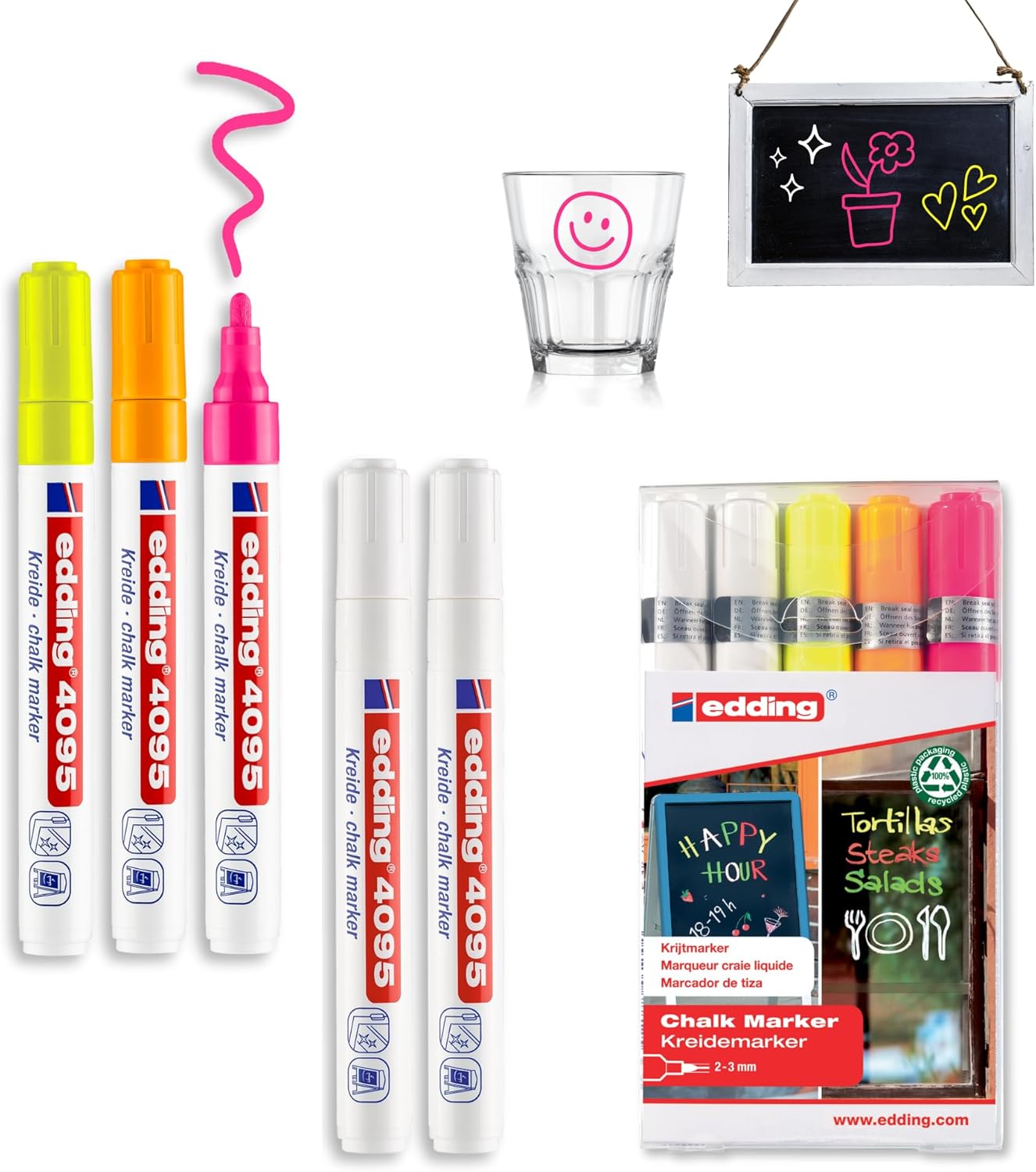 edding 4095 Chalk Markers Set, 5-Colors