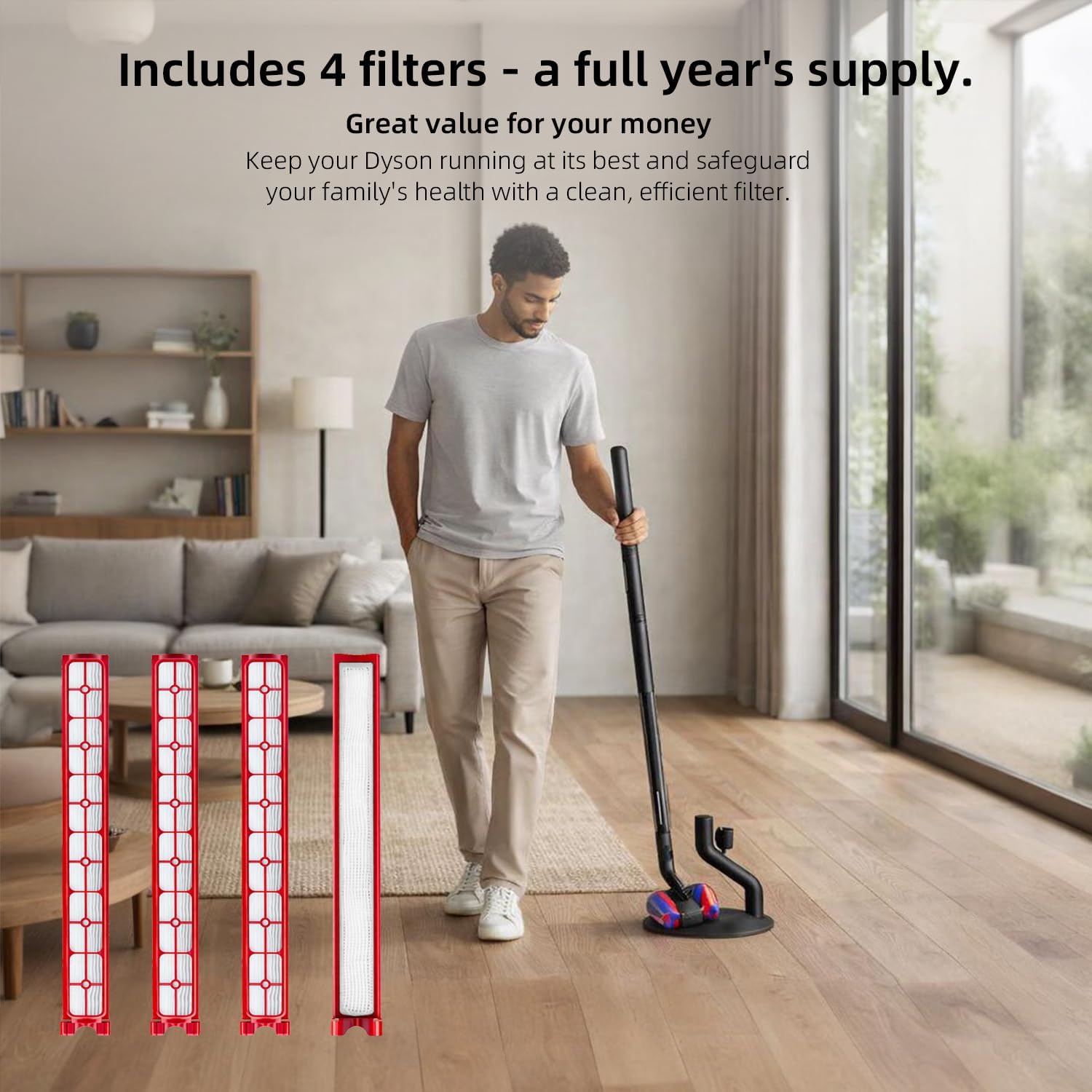 4 Pack Filter Replacement Parts Compatible with Dyson PencilVac Fluffycones Cordless Vacuum, Compatible with Dyson PencilvacFluffycones SV50FC AM / SV50 FC EX/PencilVac Fluffy SV50 FF AM Vacuum