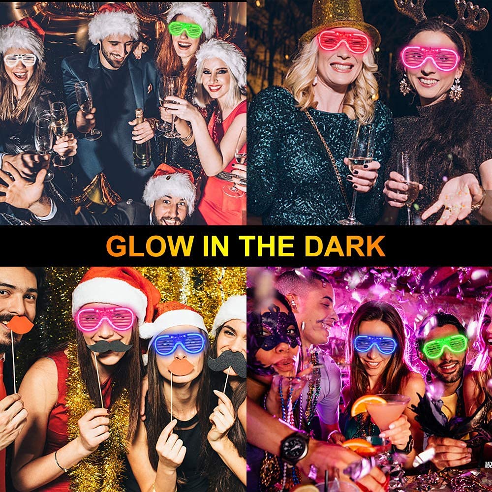 Gafas de fiesta, 20 unidades de 5 colores LED de plástico, gafas LED, gafas de neón fluorescentes, brillan en la oscuridad, suministros de fiesta de Año Nuevo