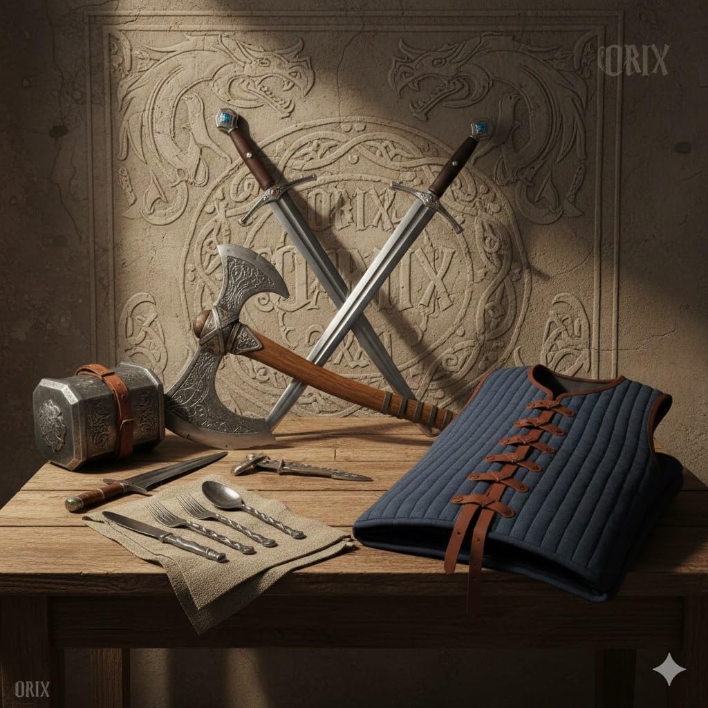 ORIX Classic Arming Sword, Tempered Metal, for Wear Silver