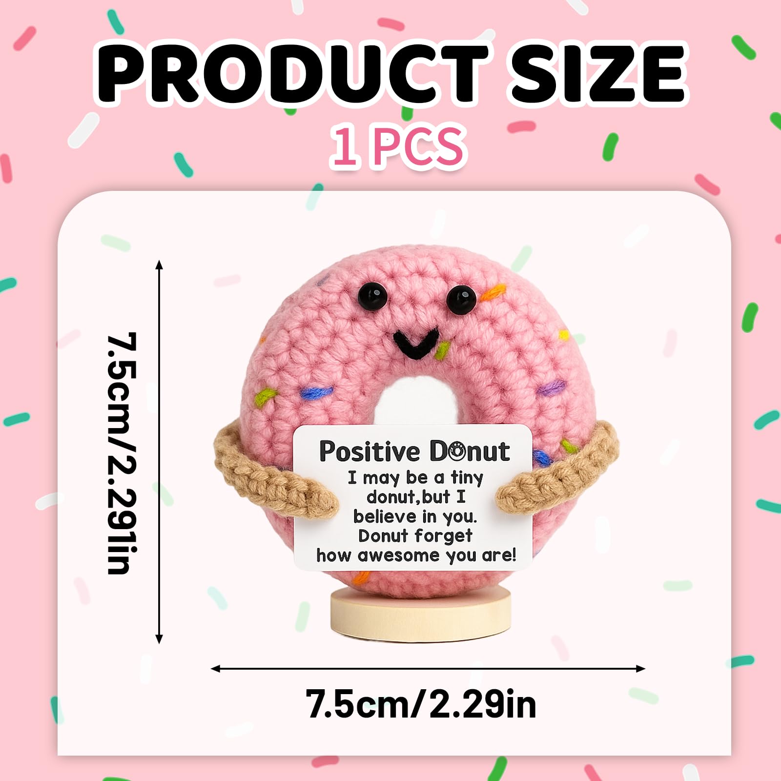 YTLSDHF Emotional Support Crochet Donut, Handmade Comfort Gift for Women Friends Celebrating Birthdays or Graduations - Image 2
