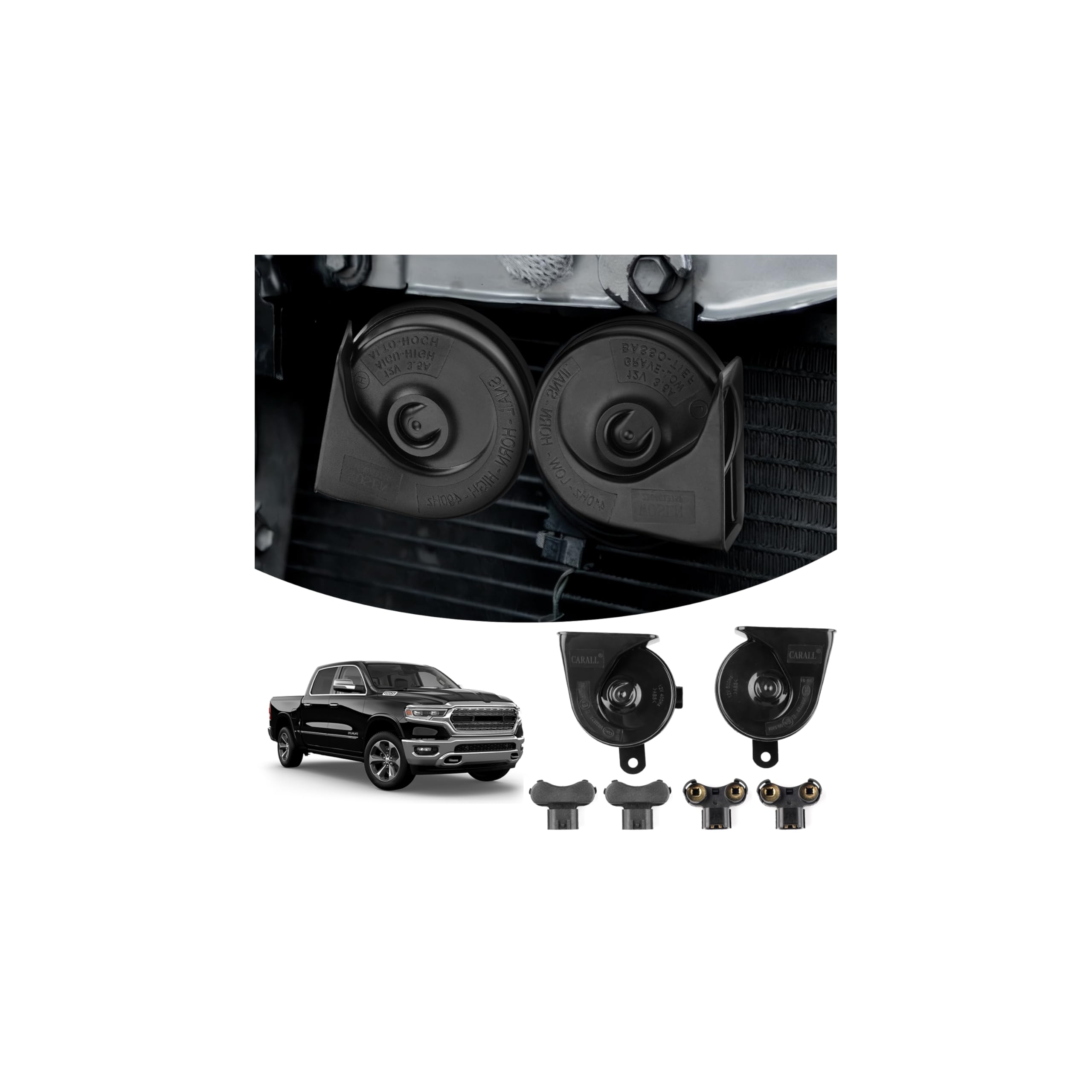 Autorder Car Horn Kit for 2005-2025 2026 Hyundai Tucson Accessories High Low Tone Snail Loud Horn Waterproof Rustproof 12V Car Trumpet Replacement