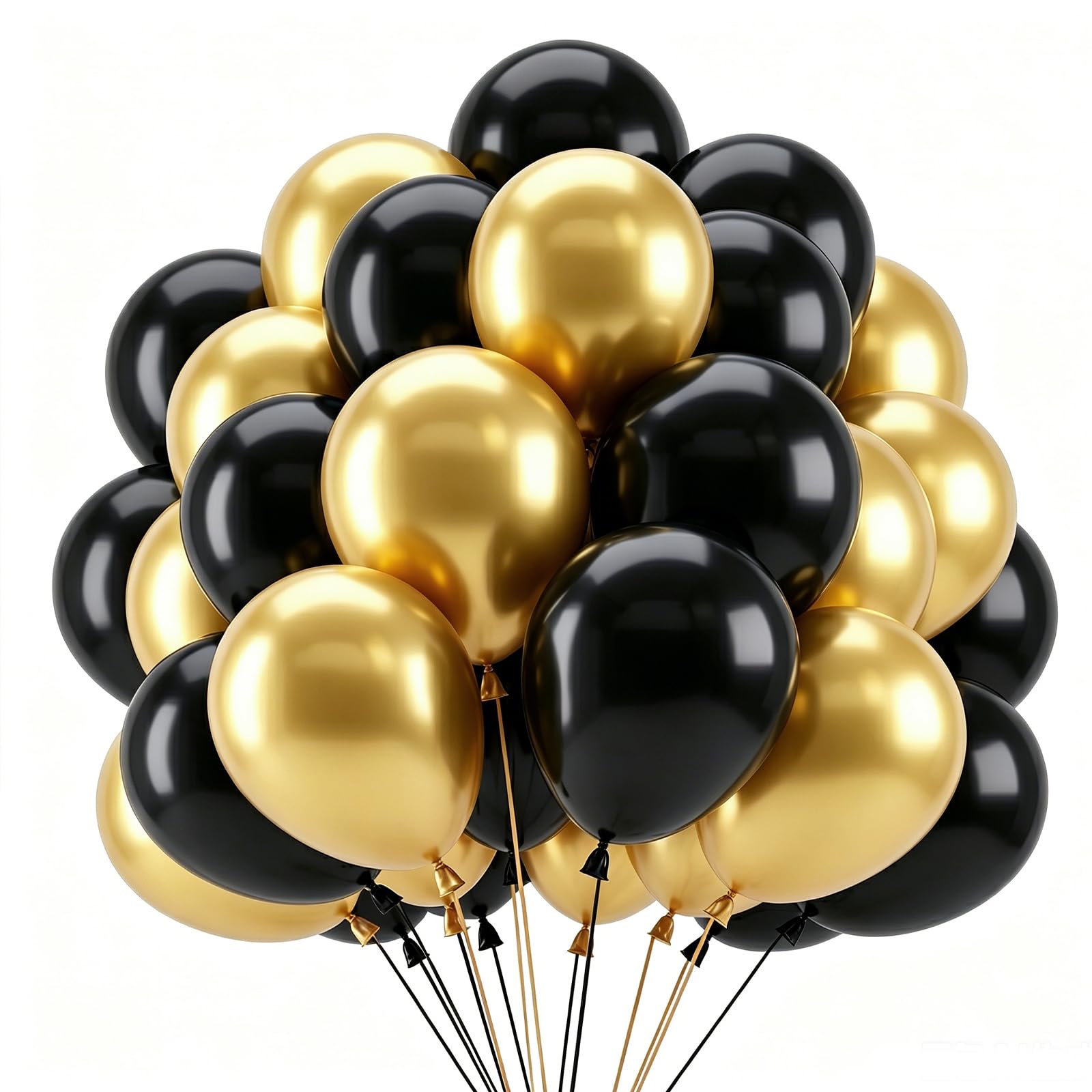 Black and Gold Balloons 68Pcs, 12Inch Glod Black Balloons Helium Party Ballons Birthday Balloons for Men Women Graduation Decorations Anniversary Engagement Retirement Wedding Party Decoration