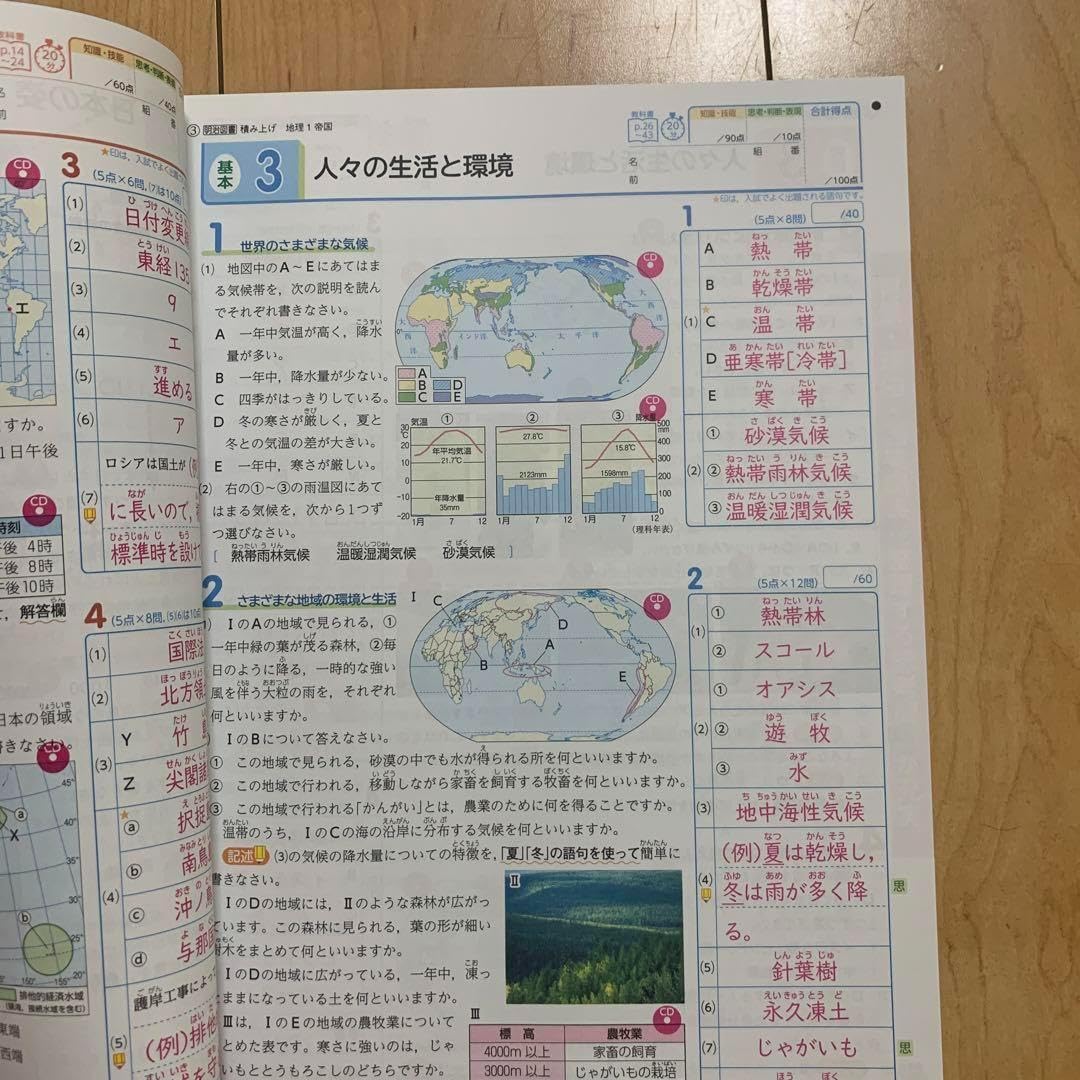 Amazon.co.jp: 中学 社会 積み上げ 地理1 帝国書院 観点別評価テスト
