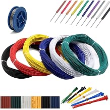 UL1569-20AWG Electrical Wire Equipment Wiring Kit Solid Copper Tinned Copper Stranded Connector Wire DIY Electronics High Temperature Resistant Wire, Tools Included <13.1 Feet X 6 Colors>