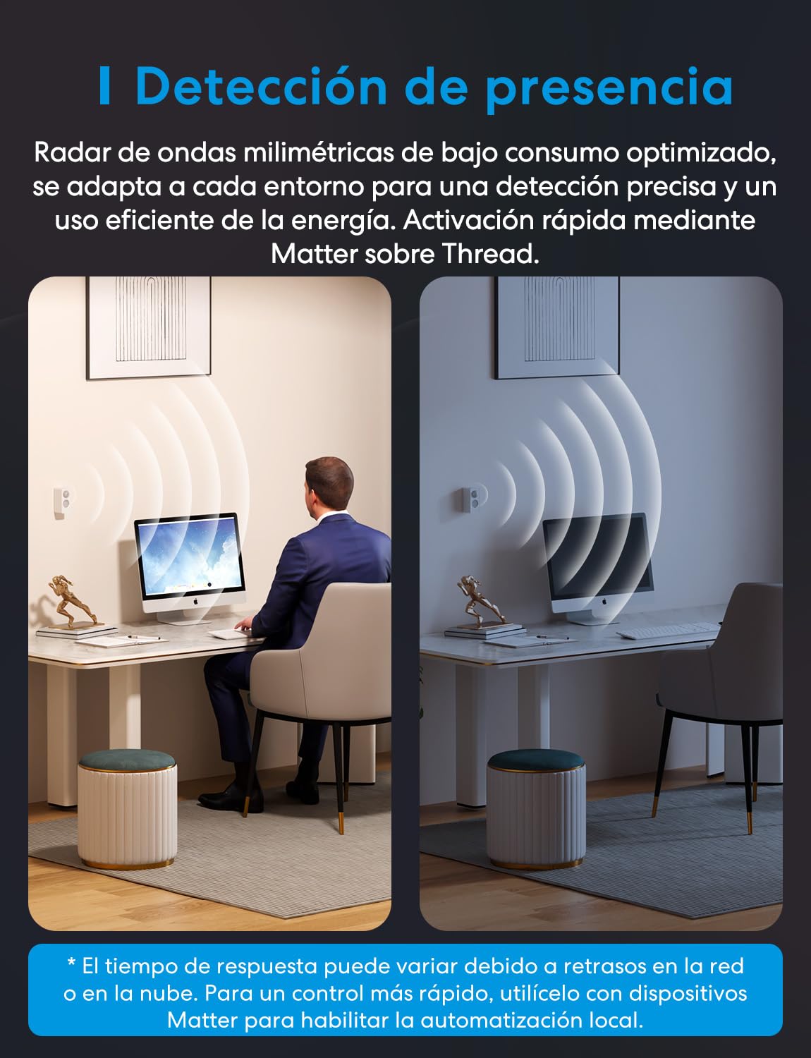 Meross Detector de Presencia Matter Over Thread, Sensor de Movimiento IP67 con Detección de 3 Zonas, Detector de Movimiento Bateria Compatible con Apple HomeKit, Alexa, Google Home, 2 Unidades