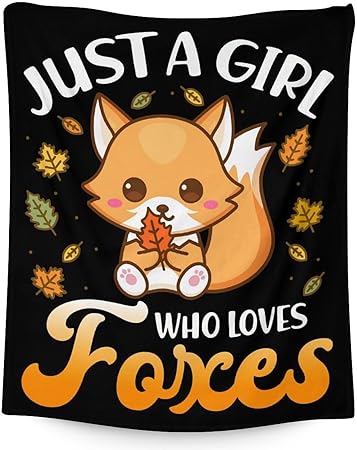Mercuryelf Fox Throw Blanket - Soft, Fuzzy & Warm - 50x60 Inches Flannel Blankets for Living Room, Sofa - Black Cute Throws Gift for Teens