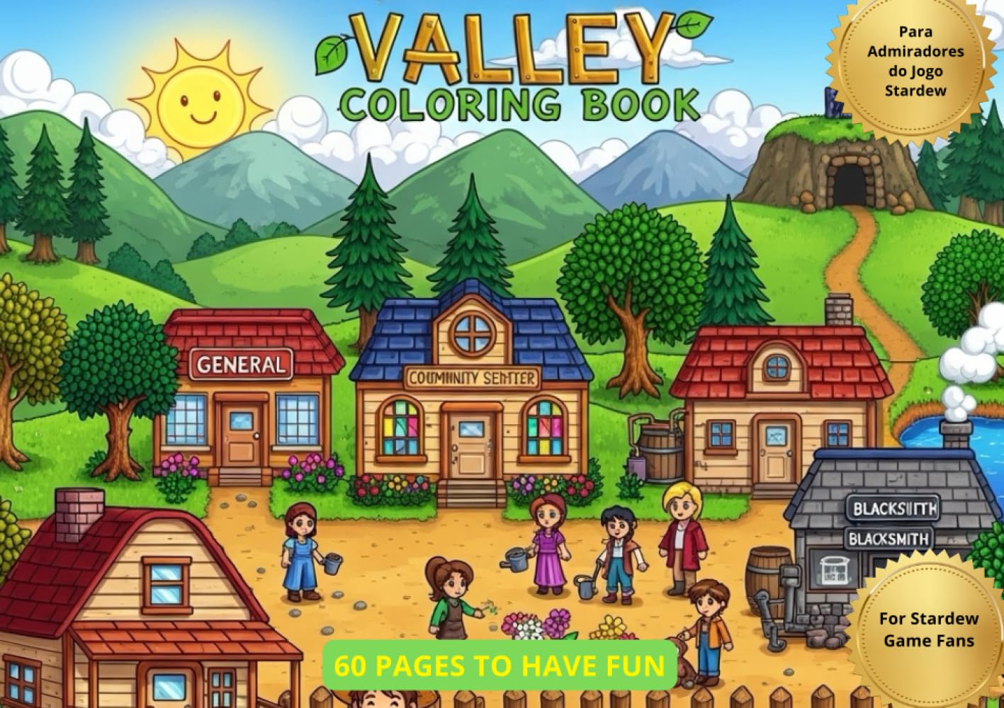 Coloring Book - Valley: Farm Life - Kids and Adults - to relax