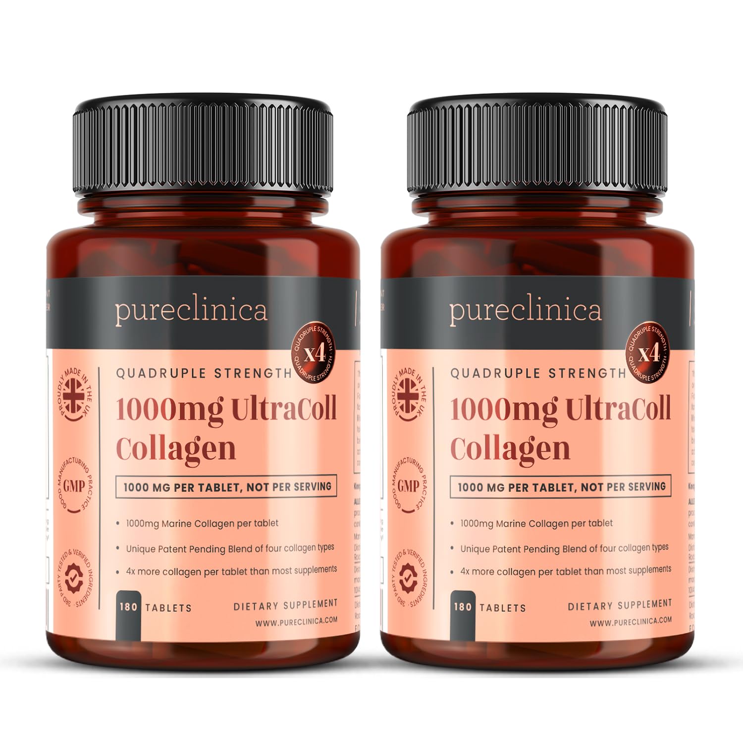 UltraColl Colágeno Marino 1000mg x 360 comprimidos (2 frascos de 180 comprimidos – suministro de 12). El único colágeno anti-envejecimiento patentado tipos I, II, III y VII