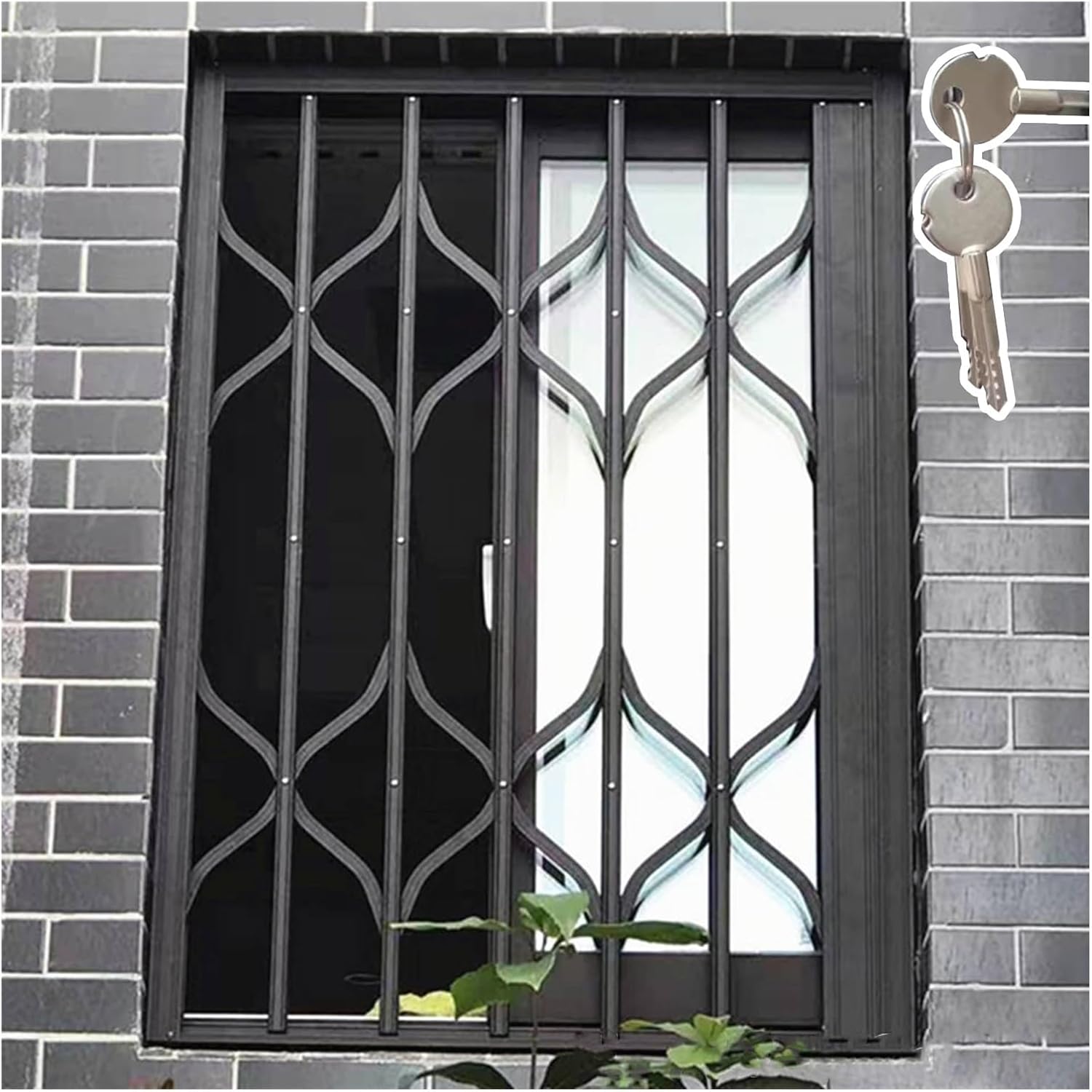 Folding Window Security Bars with Key & Lock, Aluminum Alloy Burglar Guardrail for Outdoor Use, Anti-Theft Window Protection (43.3x47.2in/110x120cm)