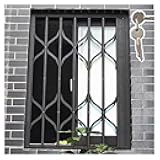 Folding Window Security Bars with Key & Lock, Adjustable Aluminum Alloy Burglar Guardrail for Outdoor Use, 67x59in Anti-Theft Protection for Doors & Windows