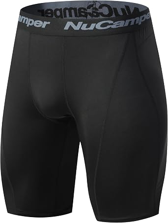 NuCamper 1/2 Pack Mens Compression Shorts Spandex Gym Baselayer Underwear Performance Athletic Boxer Briefs Active Supporter