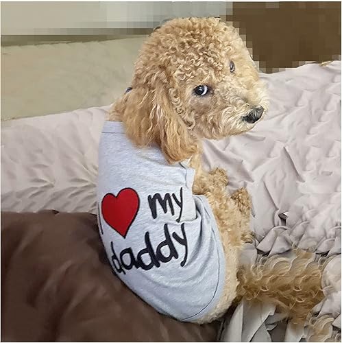 Miniatura 3 de Paquete de 3 camisas para perros pequeños, niños y niñas, ropa de cachorro, ropa de amor a mamá I Love My Daddy, camisa de verano, suave,
