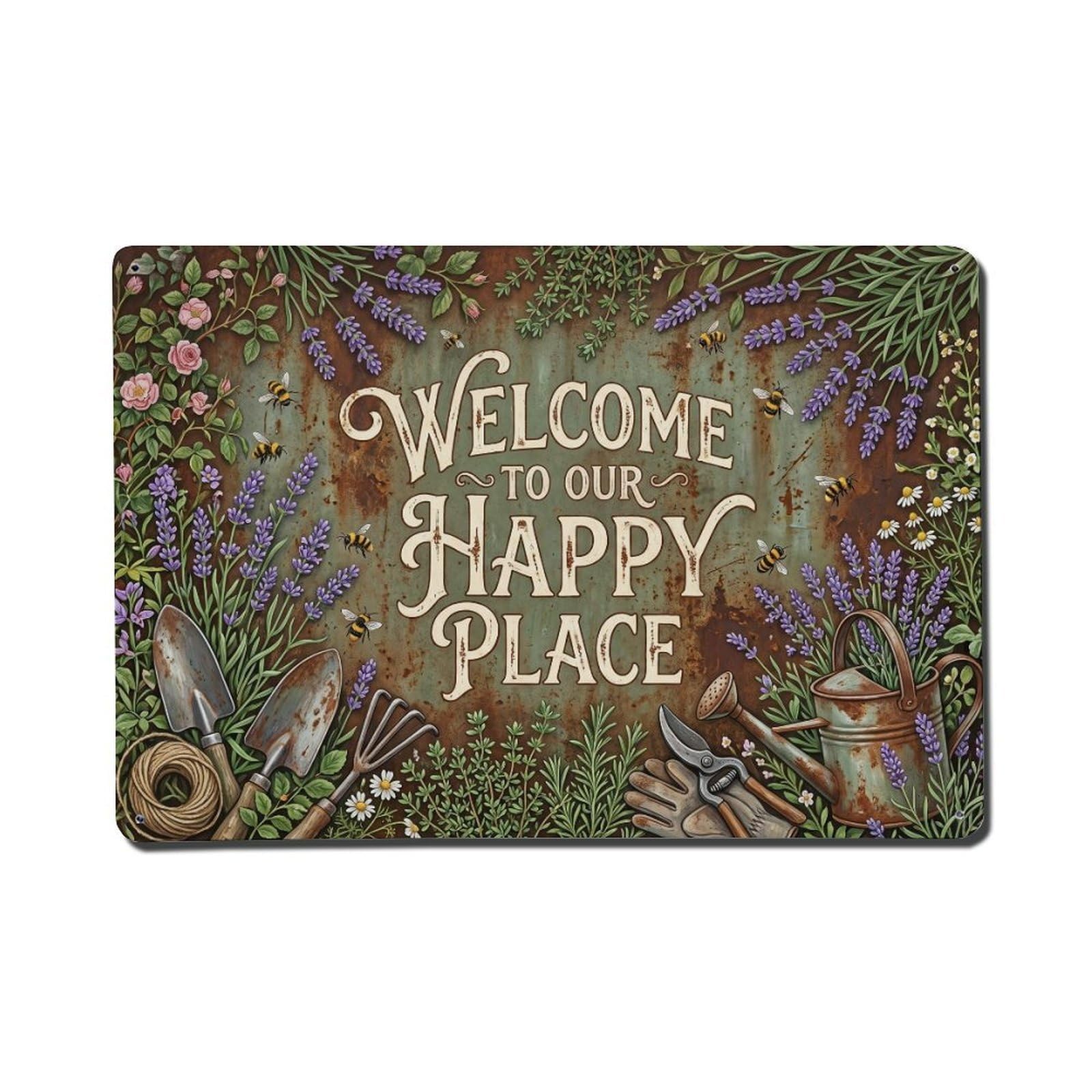 Welcome Cottage Garden Entrance 1 Vintage Metal Tin Sign Plaque Wall Decor for Cafe, Club, Garden Metal Poster 8x12Inch