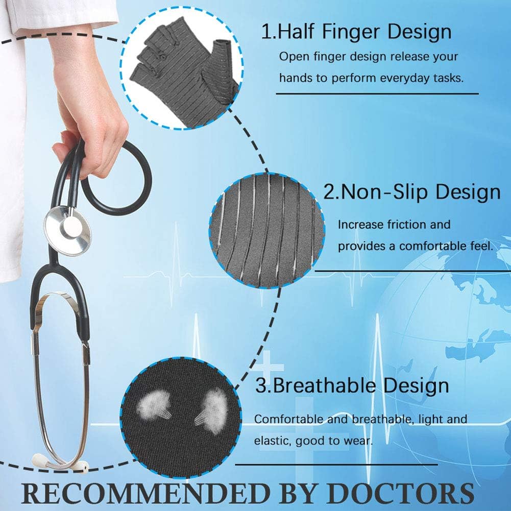 Copper Arthritis Gloves, New Material,Copper Compression for Arthritis Pain Relief Rheumatoid Osteoarthritis and Carpal Tunnel, Premium Compression & Fingerless Gloves for Daily Work(M size, 1pair)