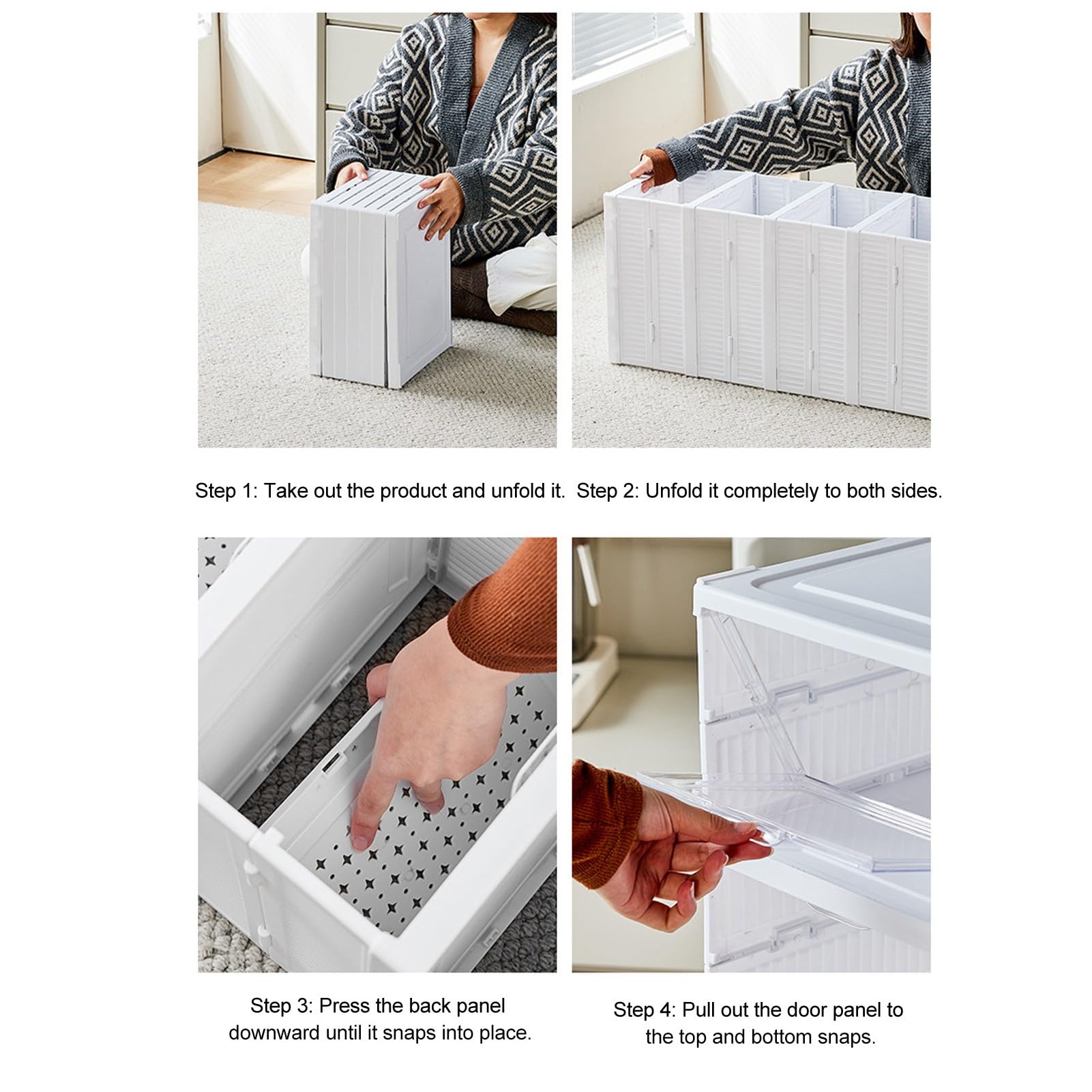 Cajas de Almacenamiento de Zapatos Plegables de Plástico Transparente Apilables, Organizador de Zapatos que Ahorra Espacio para Armario, Protección contra el Polvo con Puerta Frontal (6