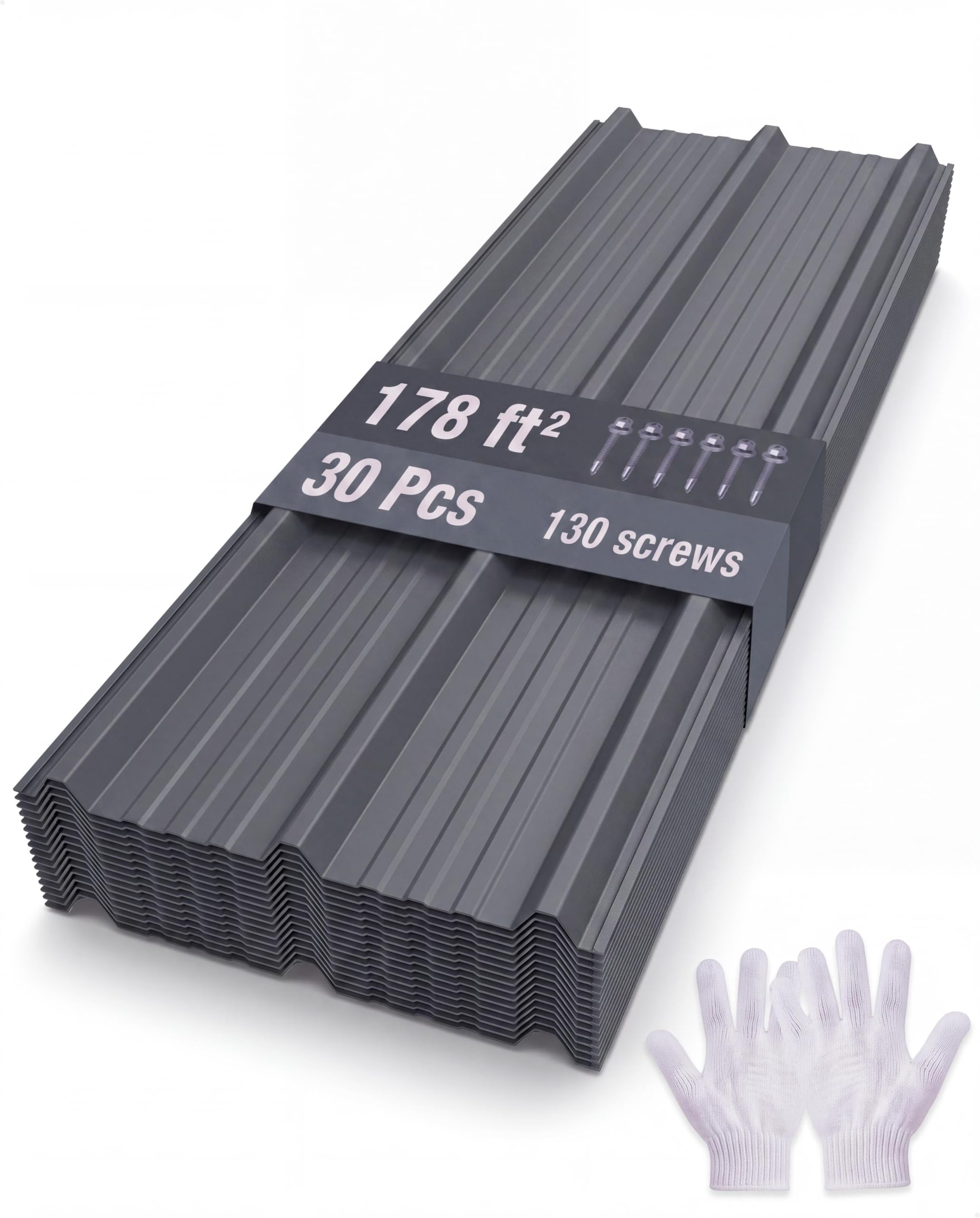 GarveeLife Ribbed Metal Roofing Panels, 178 Ft²
