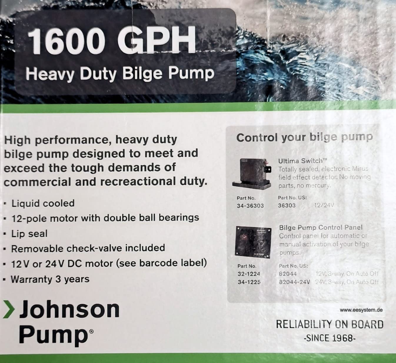 SPX FLOW L1600 Lenzpumpe 12V Johnson Pumpe 98 l/min Heavy Duty Bildge-Pumpe, Bootspumpe, Schiffspumpe, Yachtpumpe