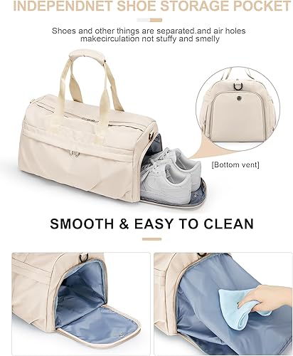 Miniatura 3 de Bolsa de gimnasio para mujeres y hombres con compartimento para zapatos, bolsa de lona deportiva, impermeable, para viajes, fin de semana, bolsa de