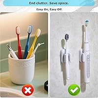 Vista 5 de 2PCS Toothbrush Holder Wall Mounted, Self Adhesive Electric Toothbrush Organizer for Bathroom, Waterproof Multi-Function Holder for Dorm, White