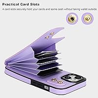 Vista 4 de Folosu Funda compatible con iPhone 15 con soporte para tarjetas, rotación de 360°, soporte de anillo de dedo con función atril, bloqueo RFID, doble