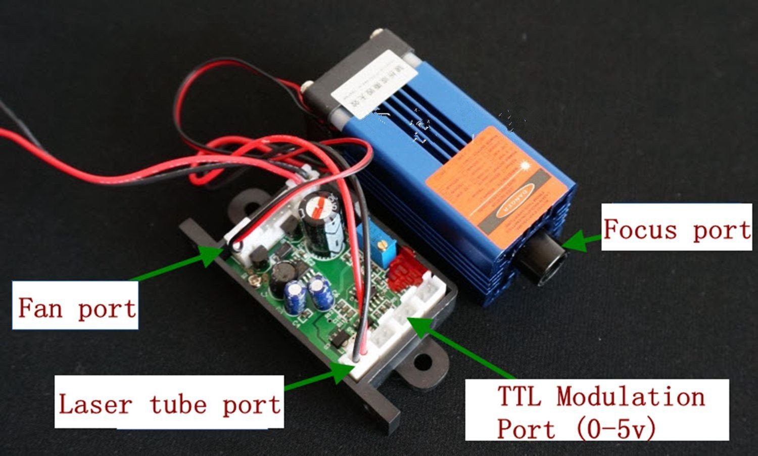 635nm 638nm Modulo Laser Rosso a Puntale 300mW con Driver + TTL + Raffreddamento a Ventole
