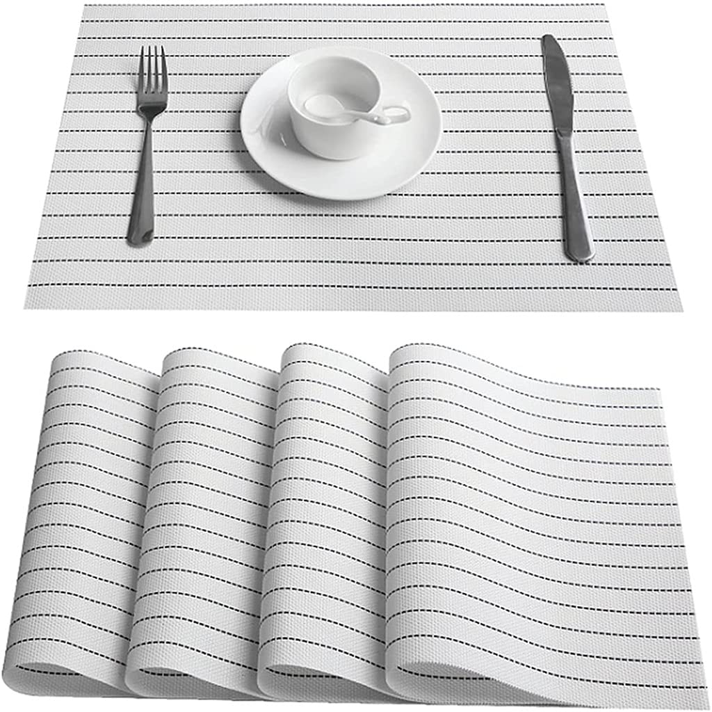 SHYPYG Table Mat Set Pack of 4PCS Home Washable PVC Placemats Crossweave Woven Table Mats Place Mat Easy to Clean (Color : White)