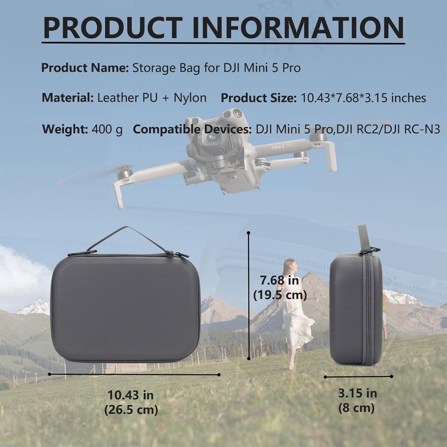 Storage Bag for Mini 5 Pro Drone Case Hard Shell Travel Carrying case Compatible with Mini 5 Pro, DJI RC 2/ RC-N3 Controller and Accessories
