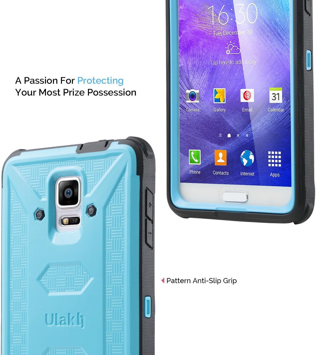 ULAK Galaxy Note 4 Case, Knox Armor Rugged Dual Layer Hybrid Protective Case for Samsung Galaxy Note 4 (Blue/Black)