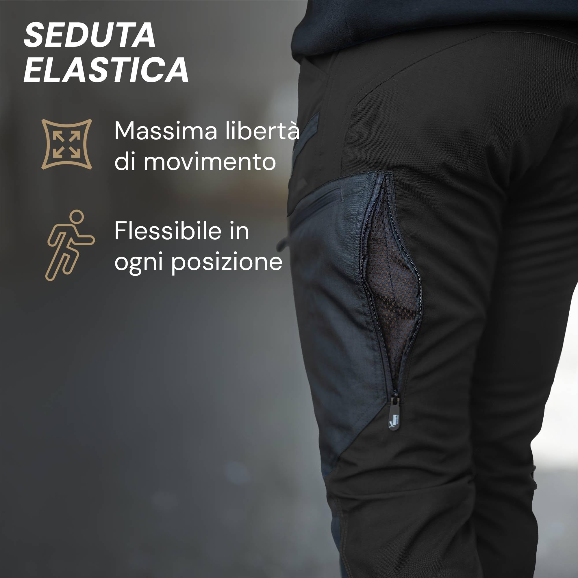 PUMA Workwear Pro-One Adventure Outdoor Pantaloni da trekking da uomo, ideali per arrampicata, alpinismo, parkour e molto altro ancora, flessibili, rinforzati e resistenti, pantaloni da uomo, Nero ,