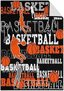 Mercuryelf Basketball Throw Blanket - Soft, Fuzzy & Warm - 30x40 Inches Small Blankets for Lap, Crib - Black Sports Throws Gift for Basketball Lovers