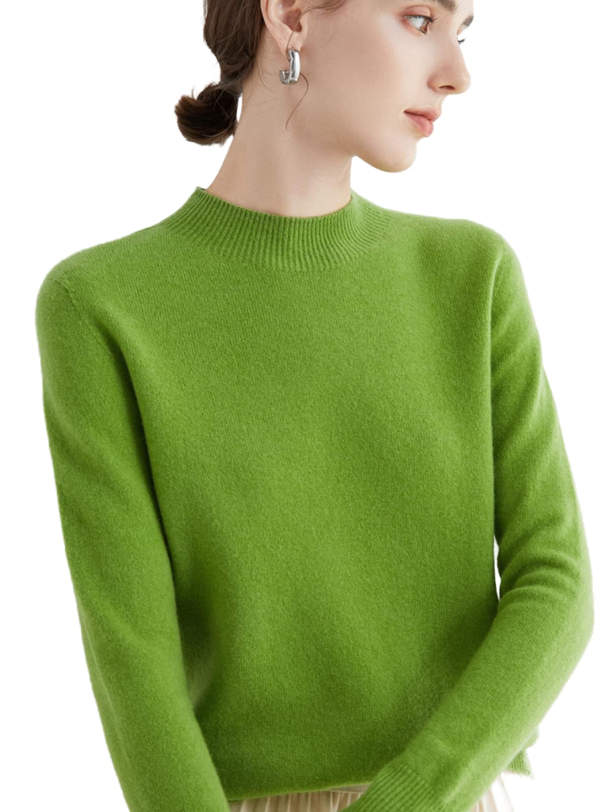Swetry z kaszmiru, damskie, 100% czystej wełny, damski sweter z kaszmiru, bezszwowy sweter z dzianiny, owocowo-zielony, S, sweter (Fruit Green M)