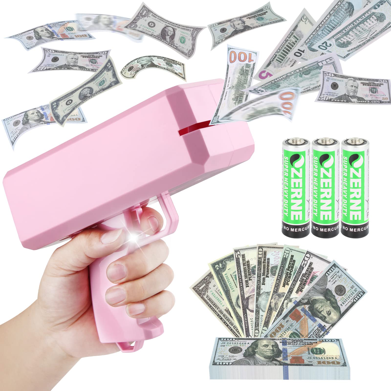 Buy Pink Money Gun Shooter Make it Rain Toy Gun 104 PCS Fake Money