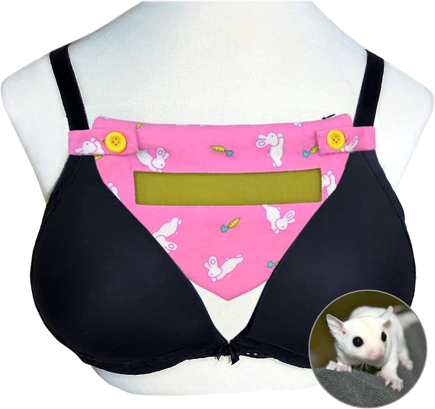 Sugar Glider Bra Pouch with Window Screen Bra Bonding Pouch for Gliders Ferret Rat Small Pets Triangle Design