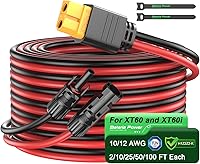 Vista 1 de Bateria Power Cable de extensión de conector solar de 3.3 pies a XT60, panel solar de 12 AWG a XT60, cable de extensión de carga para panel solar