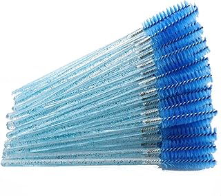 Mascara Wands - 100 Pcs Disposable Eyelash Brushes, Blue Disposable Crystal Eye Brush Eye Lash Applicator Brush, Eyelash Spoolies, Eyebrow Brushes, Eyebrow Applicator for Eyelash Extensions