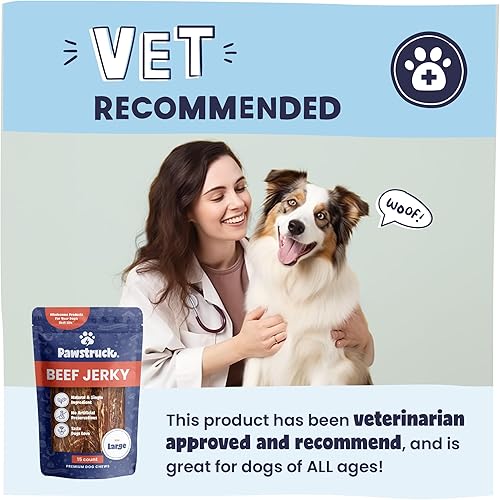 Miniatura 6 de Pawstruck Masticables de carne seca de res prémium para perros, tiras grandes de 10 pulgadas  Apoya la salud de la cadera y las articulaciones
