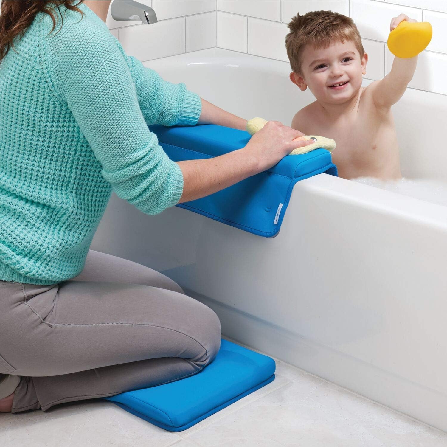 InterDesign ID jr Bathtub Elbow Rest Mat, Blue/Teal Home