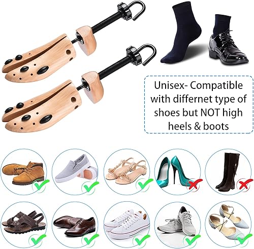 Miniatura 2 de Estirador de zapatos de madera de cedro de 2 vías para ampliar zapatos para hombre y mujer