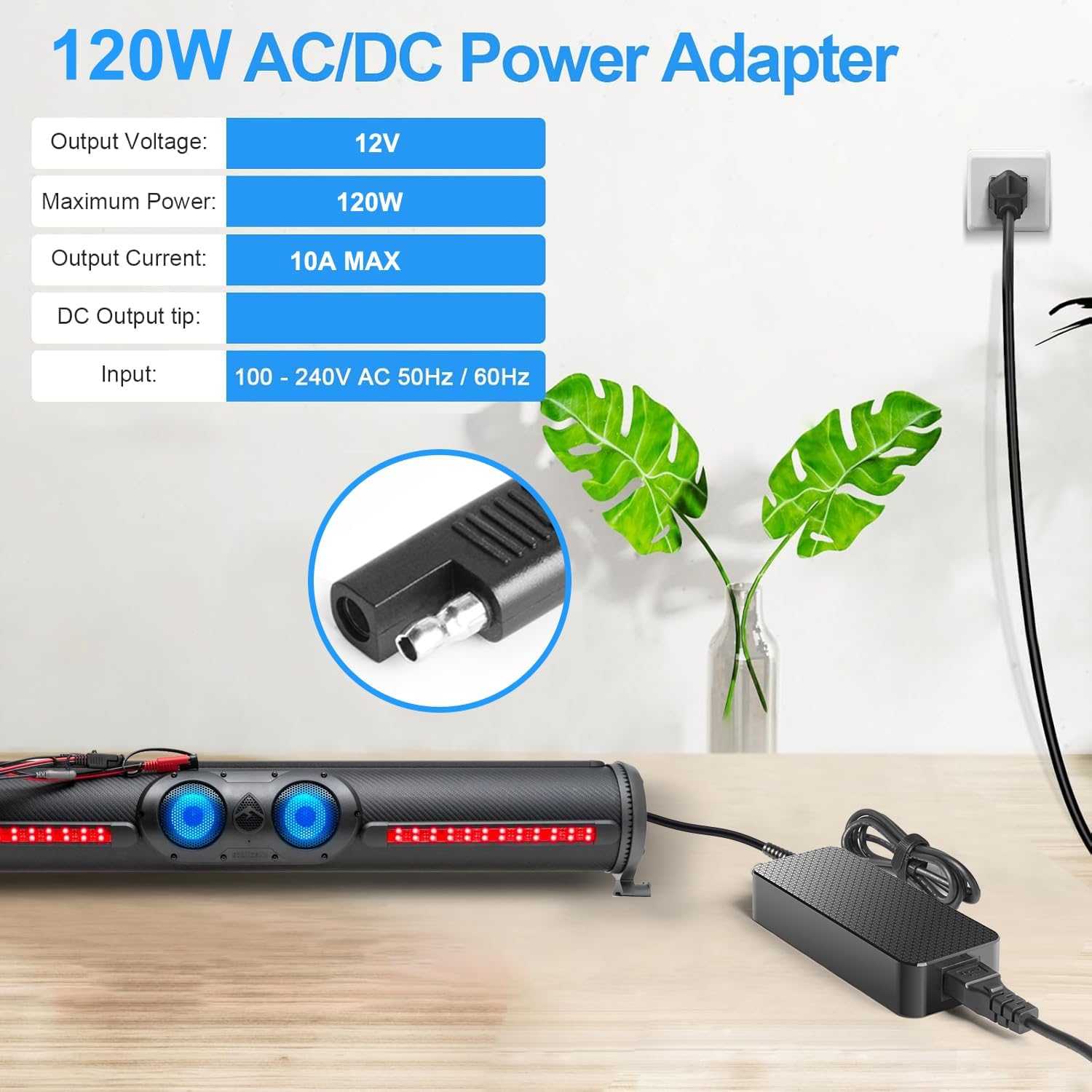 TAIFU 12V AC Adapter Charger for EcoXGear Soundextreme GDI-EXSEDS3201 SEDS32 Sound Extreme 32" 500 Watts Amplified Powersports Bluetooth Speaker Soundbar 12VDC 10A Power Supply Cord