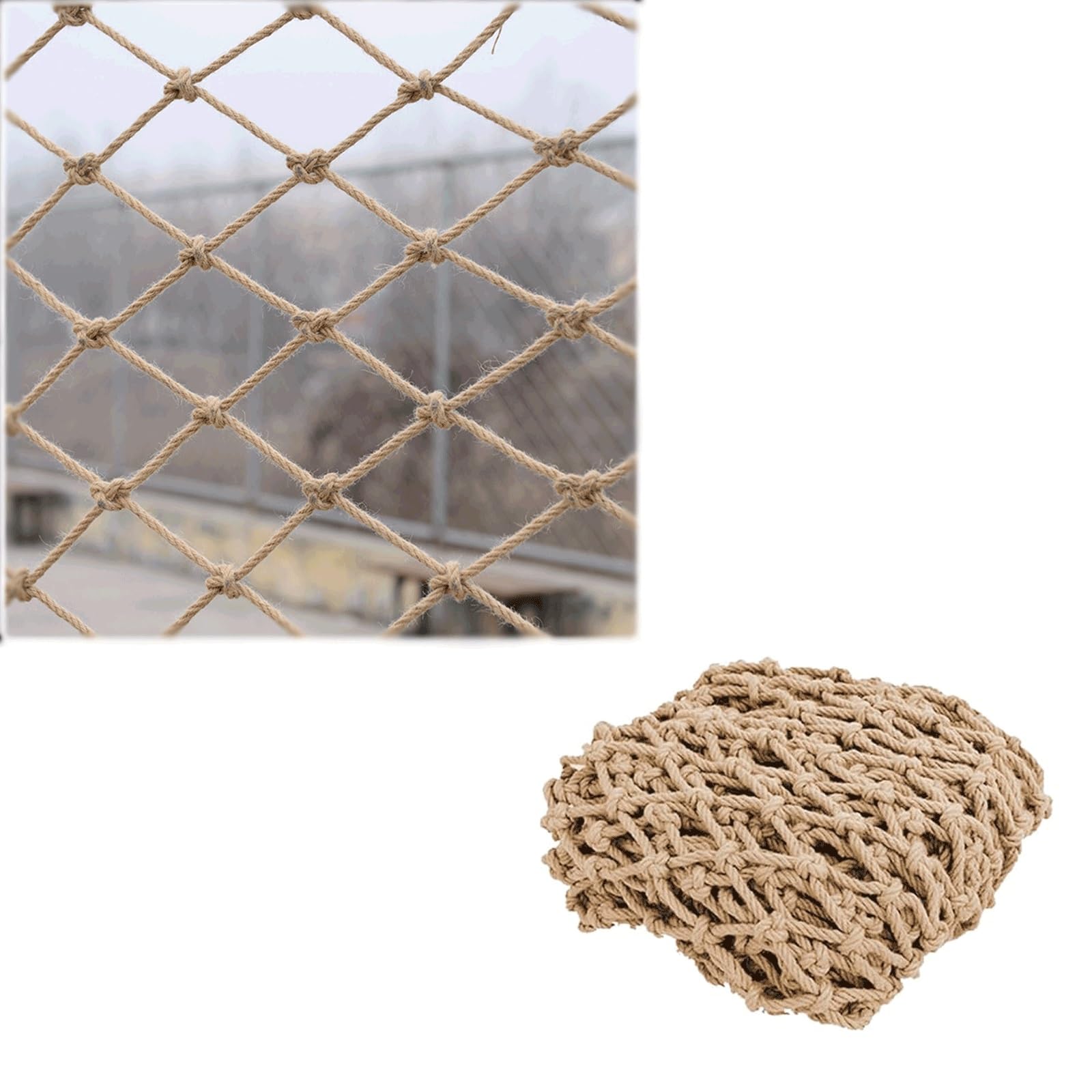 Rete da arrampicata in canapa pesante da 10 mm di spessore 10 mm, rete sicura per bambini e animali domestici, ideale per casa sull'albero, parco giochi, balcone e decorazione esterna