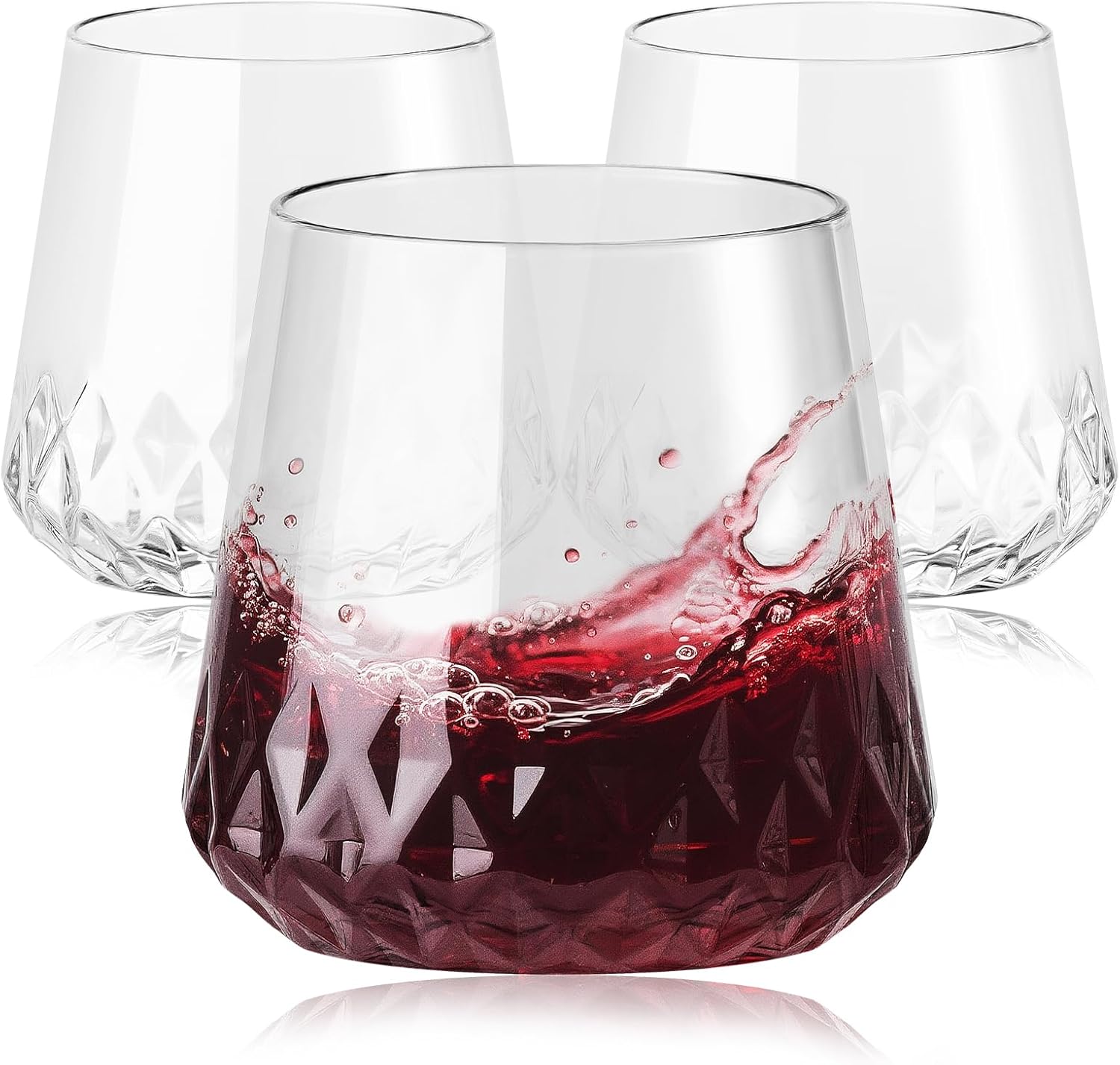 40 Pack Rhombus Plastic Wine Glasses,Heavy Duty Disposable Wine Champagne Whiskey Glasses Unbreakable Clear Plastic Cocktail Glasses for Party Wedding Birthday