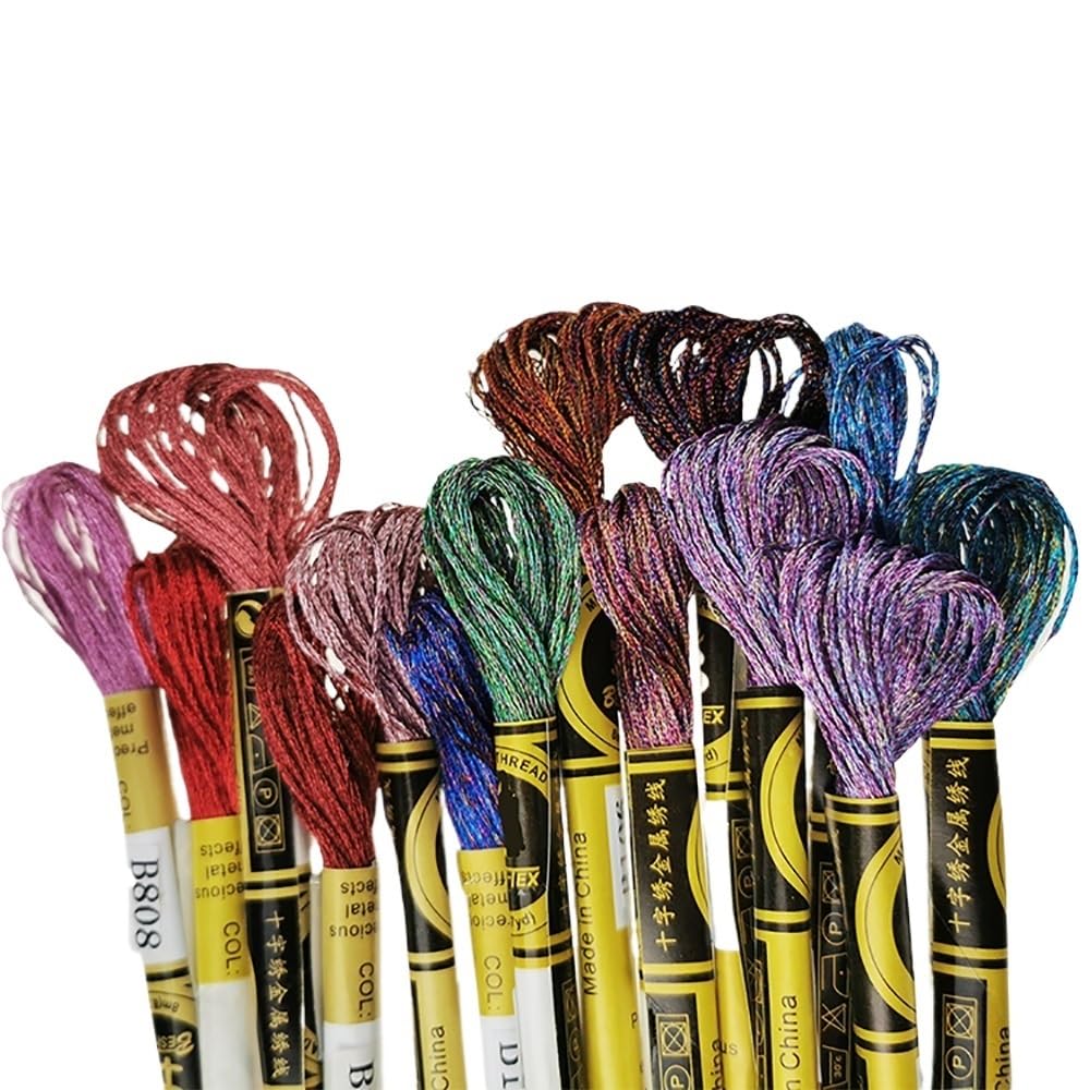 CHENJIAHAO FreundschaftsarmbäNder Selber Machen Metallic-Kreuzstichgarn, glänzender Effekt, Stickgarn, Dekor, Handstricken, Basteln, Zahnseide, Nähen Stickgarn(50 skeins)